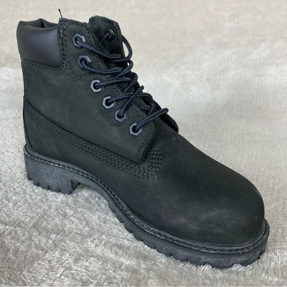 Timberland Premium 6 inch Kids Boys Boots Size 13‎ Black Nubuck Waterproof NEW